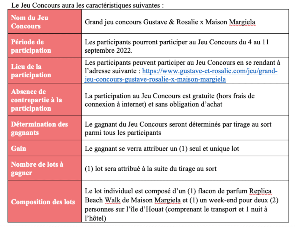 Règlement Du Jeu Concours Gustave & Rosalie X Maison Margiela